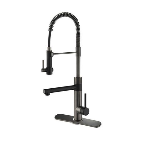 DANIEL KRAUS Kraus KPF-1603MBSB Artec Pro 2-Function Commercial Style Pre-Rinse Kitchen Faucet with Pull-Down Spring Spout & Pot Filler; Matte Black & Black Stainless Steel Finish KPF-1603MBSB